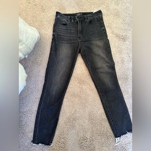 Abercrombie black skinny jeans with frayed edge